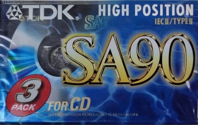 3-Pack TDK SA90 Type II Cassettebandjes