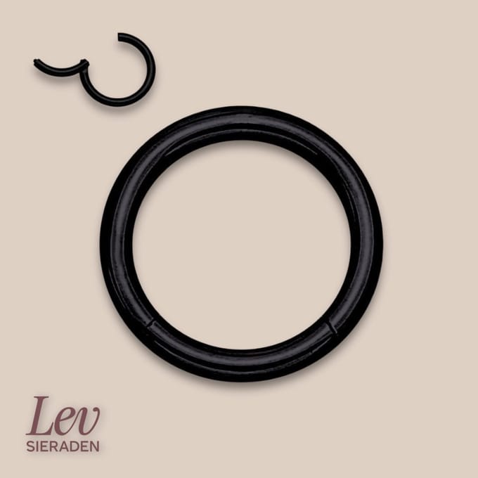 Titanium Zwarte Click Ring 1.2 mm x 9 mm - Lev Sieraden - Piercing - labret piercing - neuspiercing - tragus piercing - Oorpiercing -Segment ring