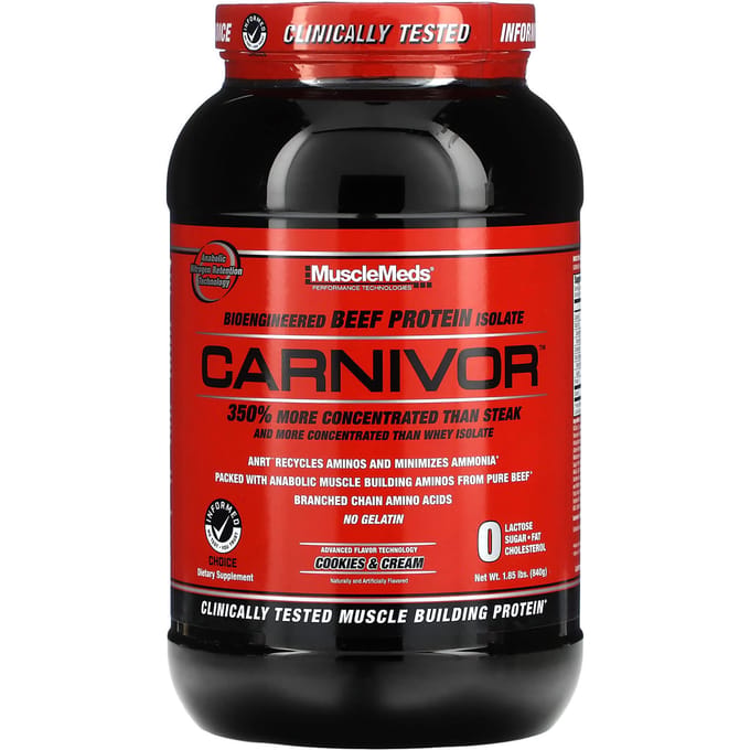 MuscleMeds, Carnivor, Isolat de Protéine de Peau de Bœuf Bio-Ingénierisé, Cookies & Crème, 1,85 lbs 840 g (840 g)