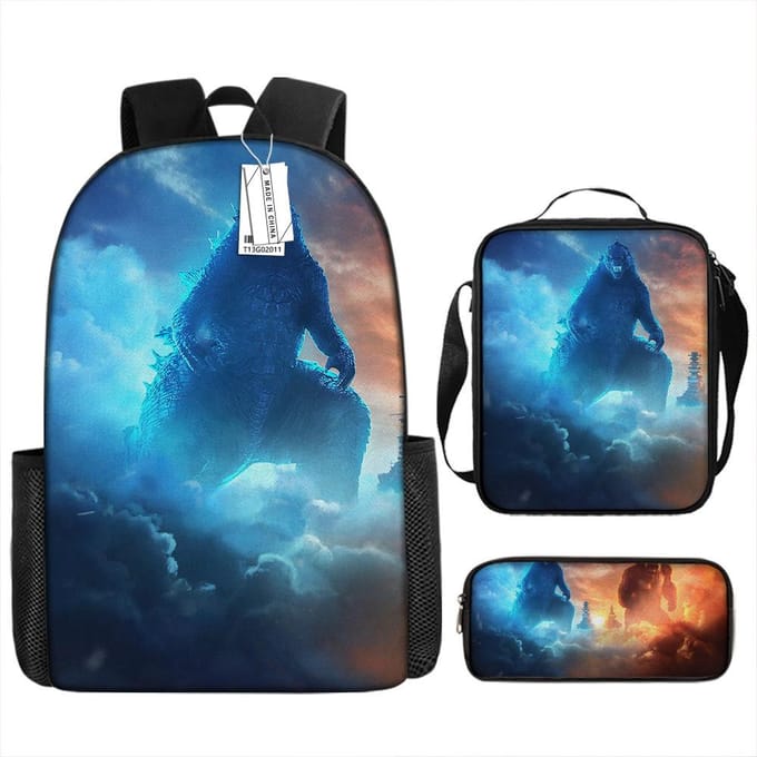 Godzilla Godzilla Student Schooltas Cartoon Kinderrugzak Schoudertas Anime Trend 17 inch backpack blue