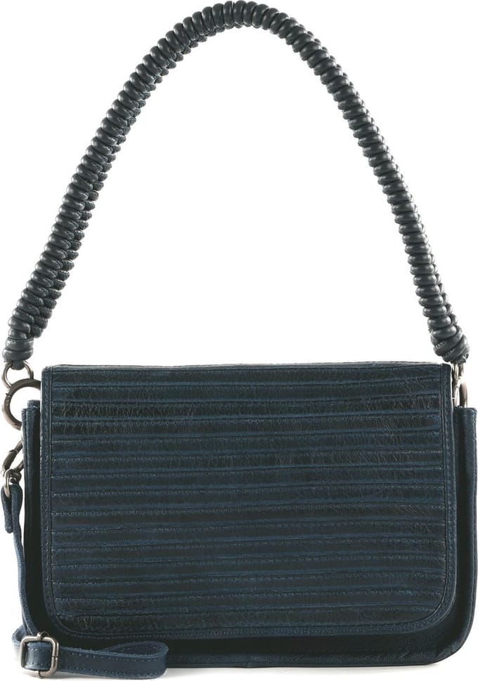 FREDsBRUDER Leren Schoudertas Enna Flap Crossbag Deep Blue Donkerblauw