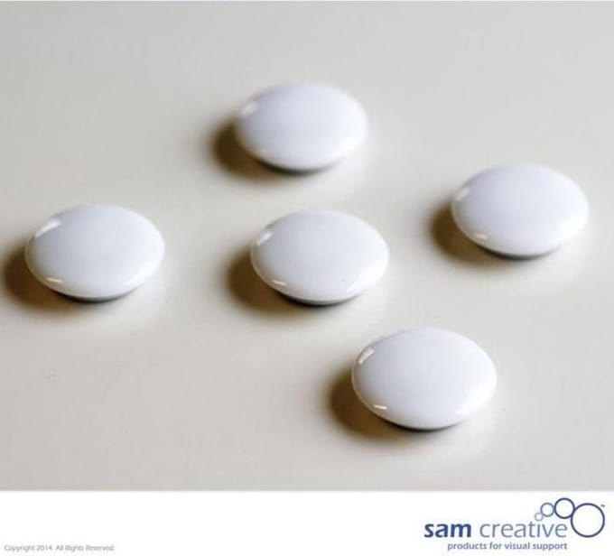 Sam Creative Whiteboard Magneten - Rond - 30 mm - Wit - 5 stuks - Magneten