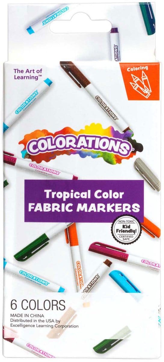 Colorations - Textielstiften Tropische Kleuren - 6 Kleuren