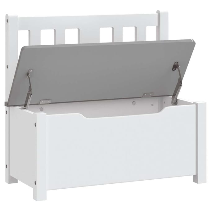 vidaXL - Kinderopbergbankje - 60x30x55 - cm - MDF - wit - en - grijs