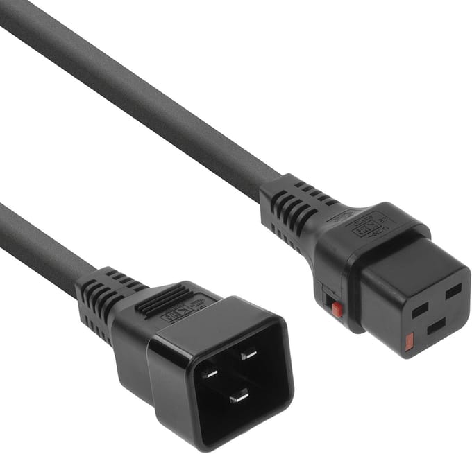 ACT Netsnoer C19 IEC Lock - C20 zwart 2 m, PC1285 AK5045