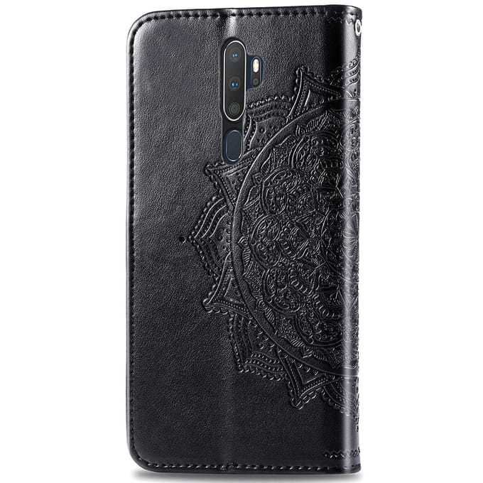 Mandala Bookcase voor de Oppo A5 (2020) / A9 (2020) - Zwart