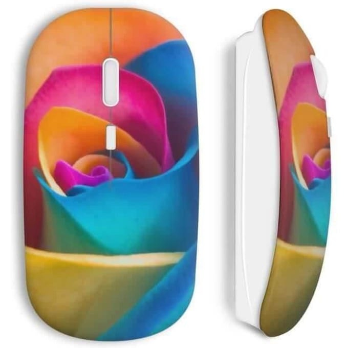 Souris sans Fil - Multicolor - Rose - Clé USB Wi-Fi incluse - Compatible Mac et PC