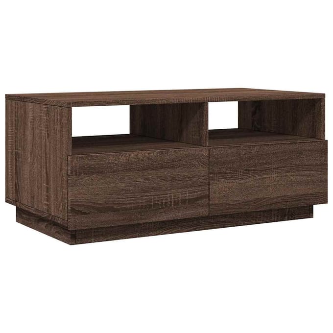 vidaXL - Salontafel - met - LED-verlichting - 90x49x40 - cm - bruin - eikenkleur