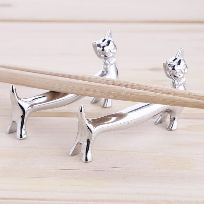 Kat Patroon Duurzaam Keukentafel Servies Eetstokjes Houder Standaard Tafel Decoratief Ornament white