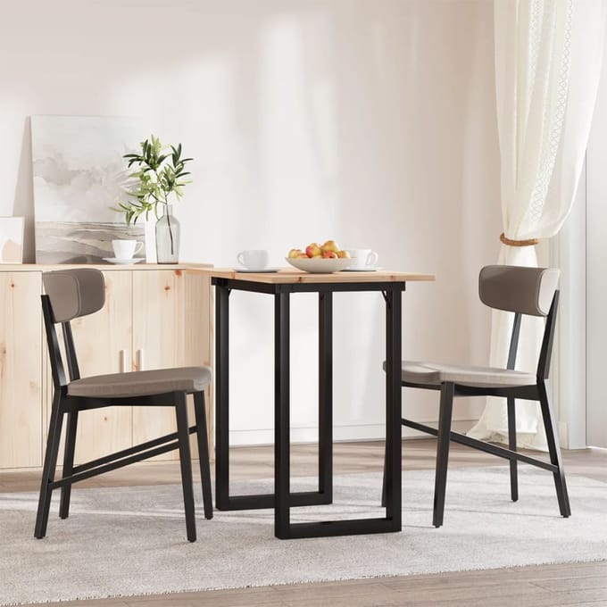 vidaXL - Eettafel - O-frame - 80x50x75 - cm - massief - grenenhout - en - staal