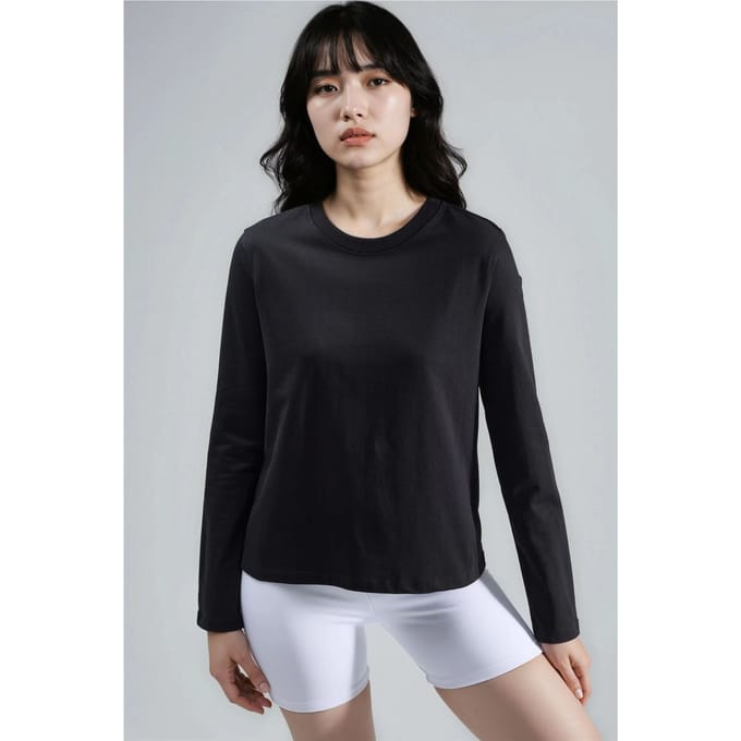Lange Mouw Crew Neck Basis Blouse