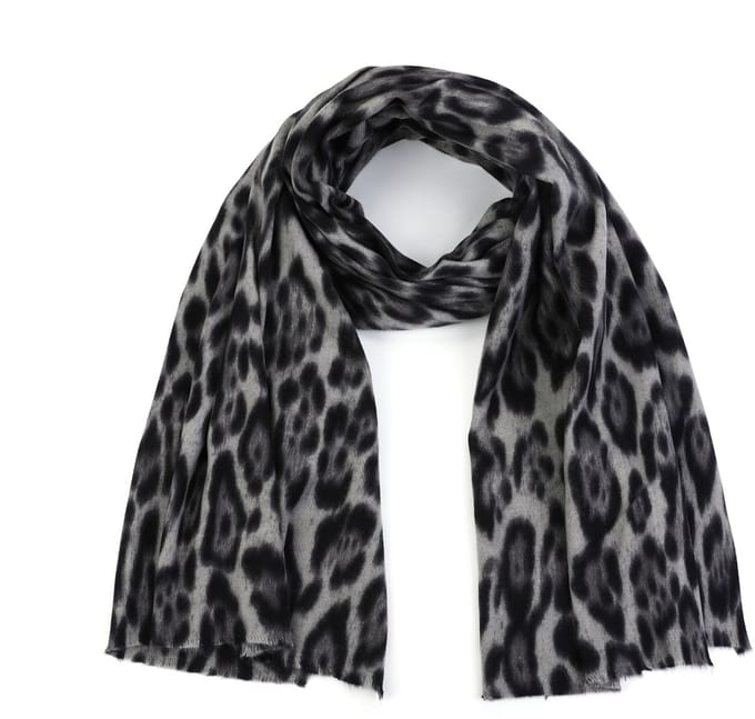 Sjaal Katoen & Viscose - Trendy sjaaltje - Dames - Zwart Print - Luipaardprint
