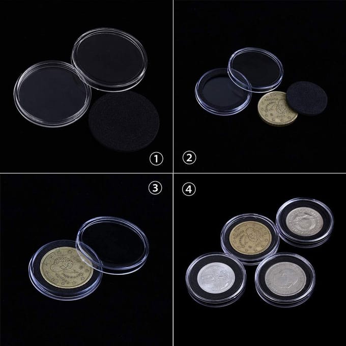 Pakking Munt Capsule Pads Bescherm Case 17/20/25/27/30mm 100st Houder Opbergdoos transparant