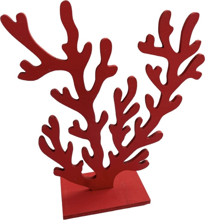 Boltze Home - Koraal op voet - rood - houten decoratie