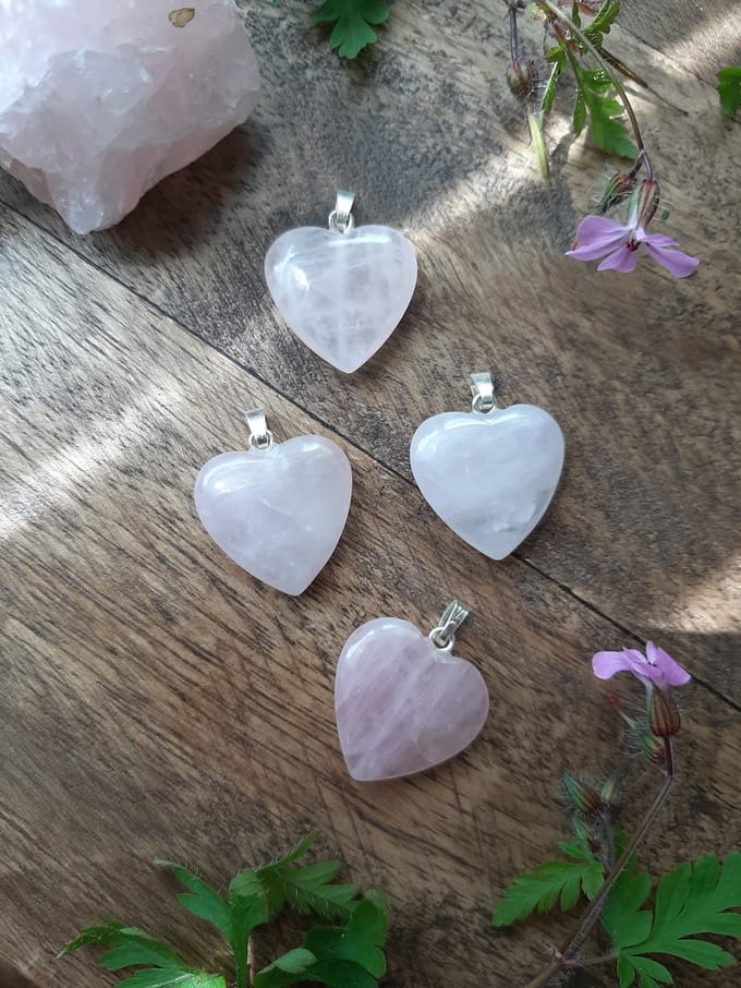 Roze kwarts hart hanger 20 mm