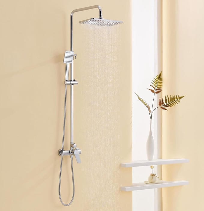 Hoogte verstelbaar regendouche armatuur - Auralum - 90-124 cm - 29x19 cm - chroom