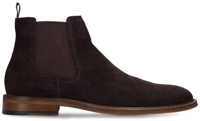 Manfield - Heren - Bruine suède chelsea boots - Maat 44