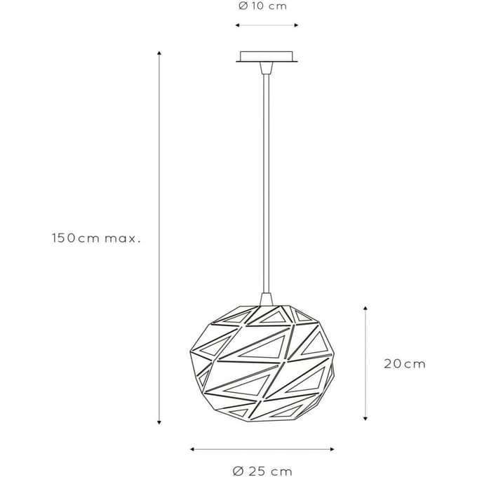 Lucide MALUNGA - Hanglamp - Ø 25 cm - 1xE27 - Zwart