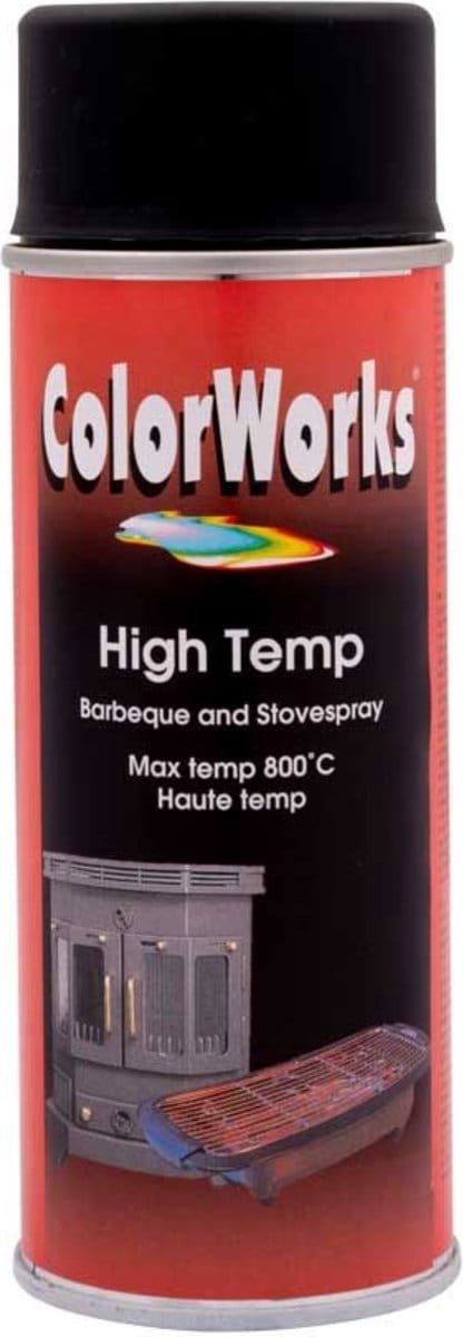 ColorWorks Hittebestendige spuitlak - Mat zwart - 400 ml