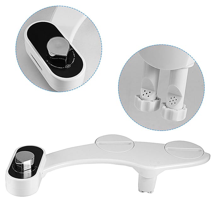 Dubbele Sproeikop Enkel Koud Water Toilet Bidet Sproeier Niet-Elektrische Toiletbevestiging voor Badkamer(VK white