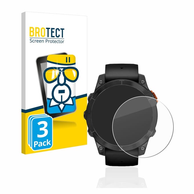 BROTECT - Glas Screenprotector voor Garmin Fenix 7 Pro Solar (47 mm) - Gehard Beschermglas 9H 3 Stuks