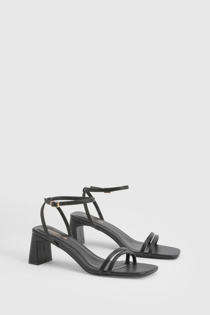 boohoo Dames Brede Pasvorm Bandjes 2-Delige Hakken | Black | Maat: 3