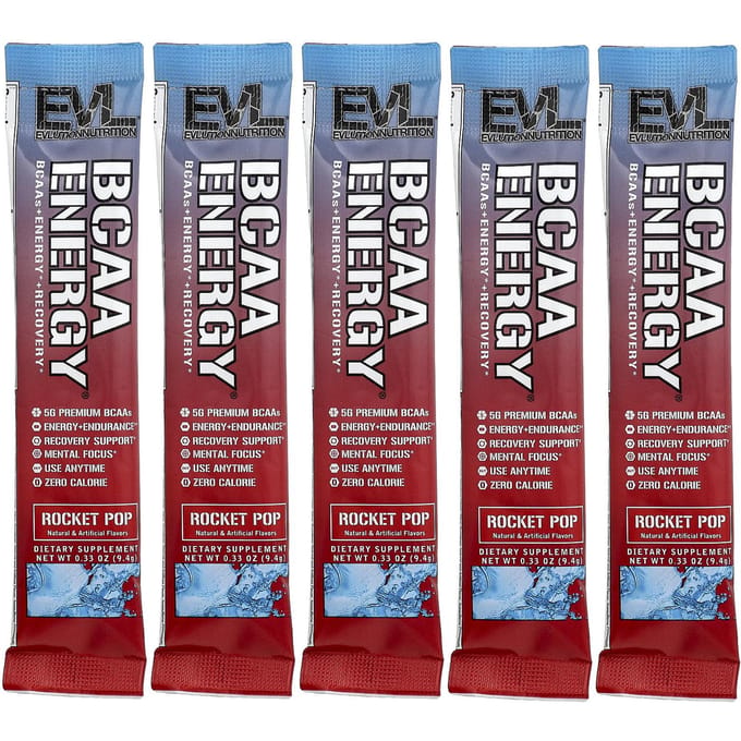 EVLution Nutrition, BCAA Energy®, Rocket Pops, 5 zakjes, 9,4 g (0.33oz) Elk
