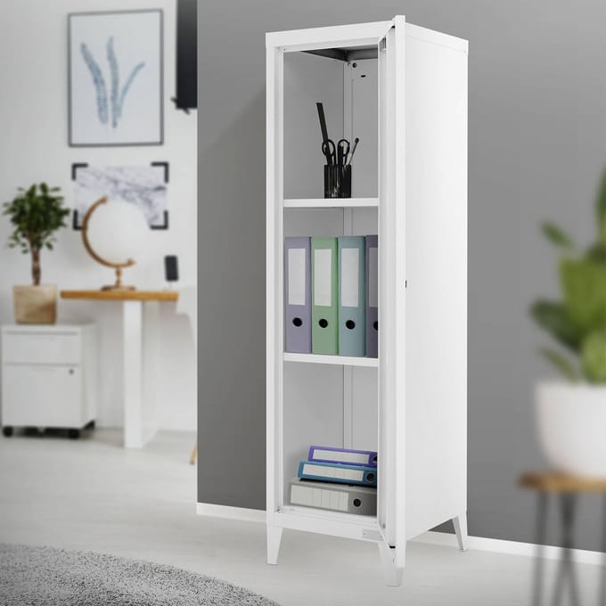 Archiefkast kast 1-deurs 38x38x137,5 cm wit staal ML design