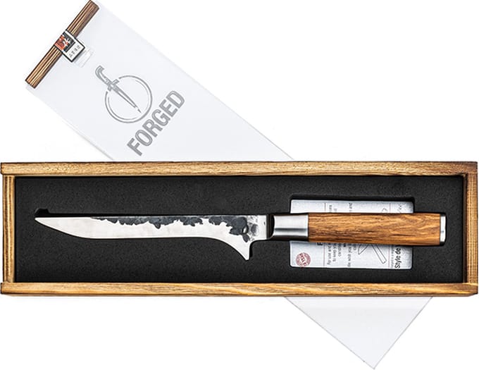 Forged Olive Uitbeenmes 16cm - Olijfhout - In geschenkverpakking