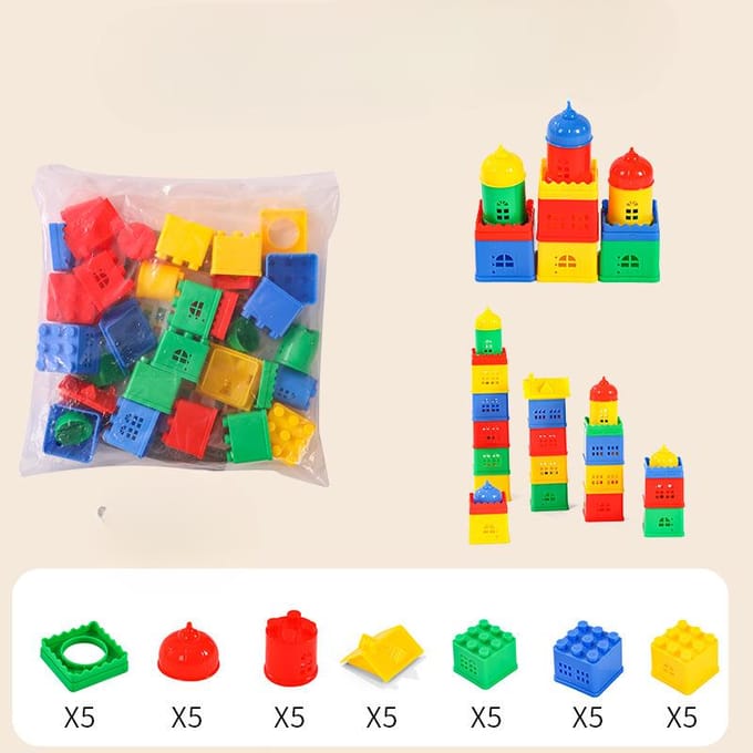 Jouet Blocs de Construction Éducatifs pour Enfants Éveil Assemblage de Bâtiments et Blocs de Construction à Particules Enfichables Compagnon à la Maison Nouveaux Jouets 35*28*18cm multi