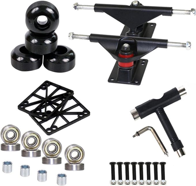Skateboard Hardware Set - Wielen Lagers - Skateboarden - Complete Upgrade Set - 8 inch - Zwart