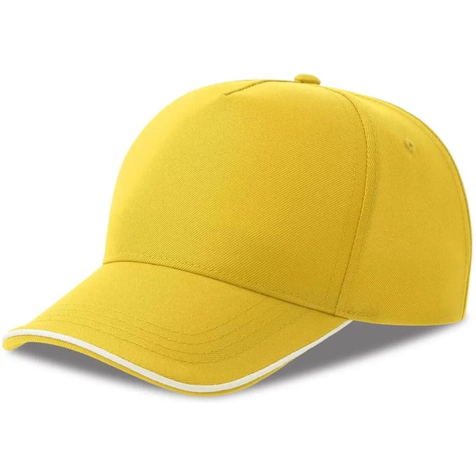 Atlantis Headwear Recy Five Piping Cap AT129 - YELLOW/WHITE - One size