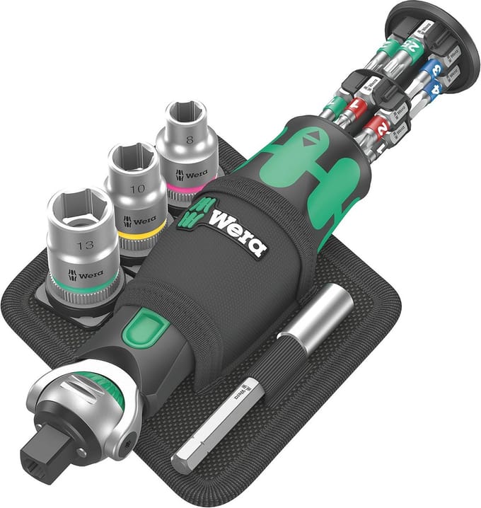 Zyklop Pocket Ratelset - 18-delige Compacte Ratel met Bits en Draaibaar Bitmagazijn