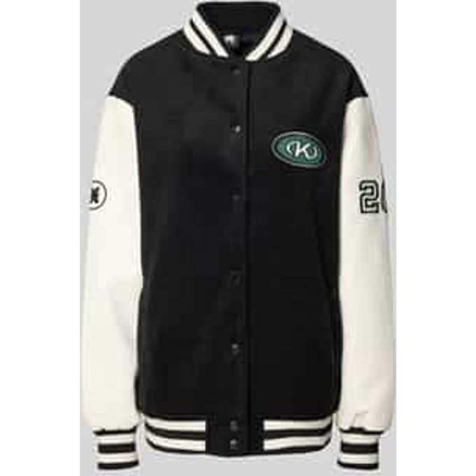 Collegejack met label- en motiefstitchings