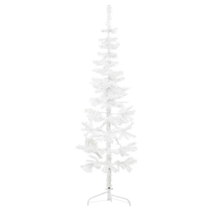 vidaXL - Kunstkerstboom - half - met - standaard - smal - 120 - cm - wit