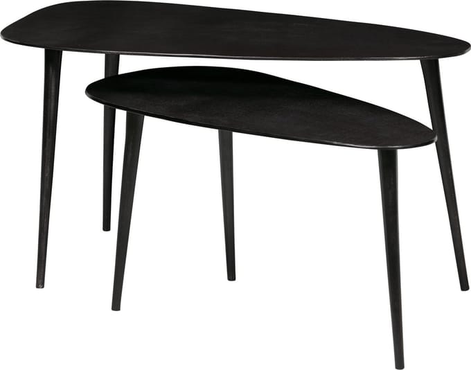 WOOOD Triangle Bijzettafel - Metaal - Zwart Nikkel - 49x89x49 - Set van 2