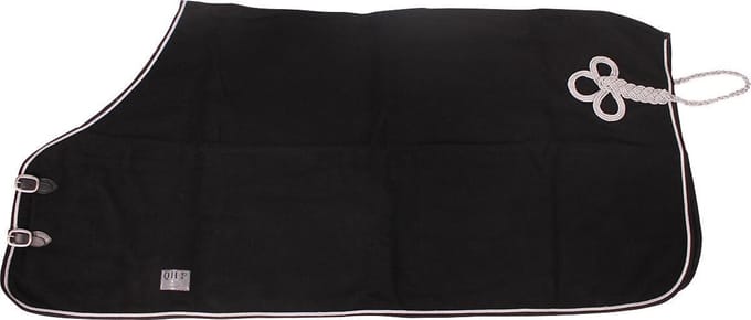 QHP Luxe Wollen deken met ornament - Black W/Silver - 165