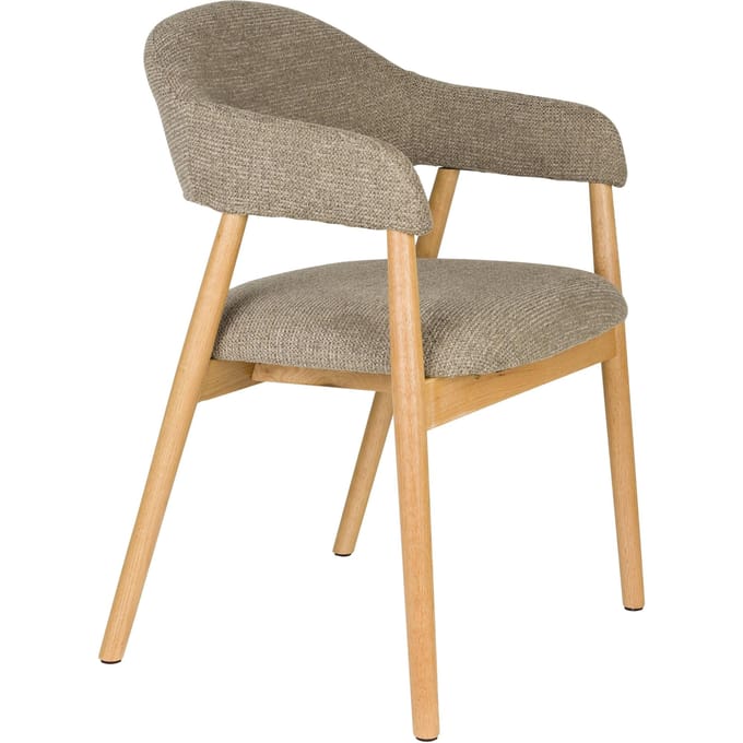 Housecraft Living Indy Eetkamerstoelen Armleuning Donkerbruin/ Beige - Set van 2