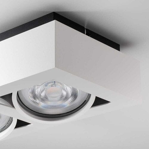 Castor bianco II by LUSENZ - Rechthoekige 2-lichts plafondlamp met richtbare spots en mat witte coating