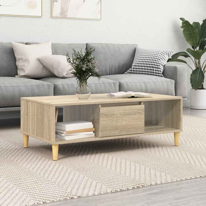 vidaXL - Salontafel - Sonoma - Eik - 102 - x - 55 - x - 35 - cm - Bewerkt - hout