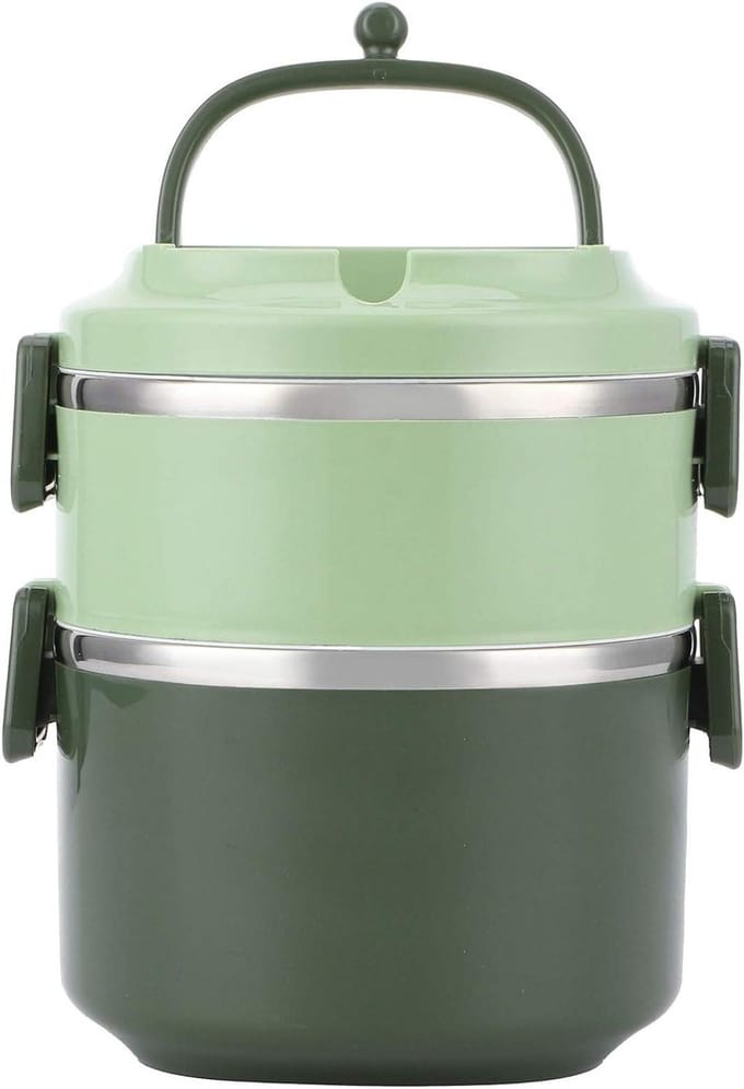 Lunch Box - Thermos Container - Warm Eten Meenemen - Dubbelwandig RVS - Middelgroot - Groen