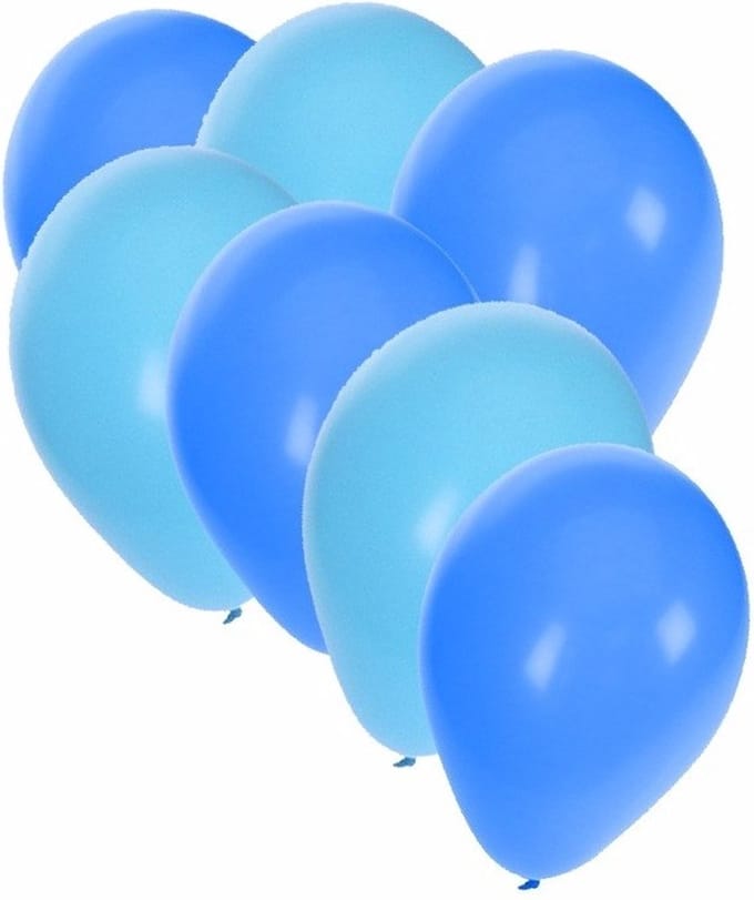 30x ballonnen - 27 cm - lichtblauw / blauwe versiering