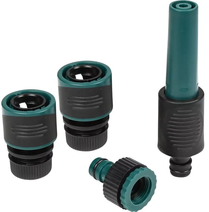 Benson Waterkoppelset 4-delig - Verstelbare sproeikop - Soft grip - Inclusief terugslagklep