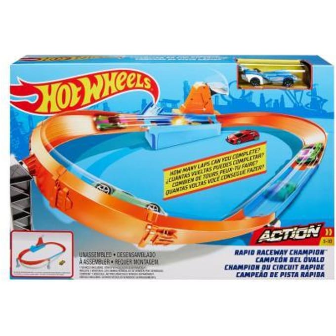 Hot Wheels Action medium trackset met 1 - GJM75 Rapid Raceway Champion Voertuigen