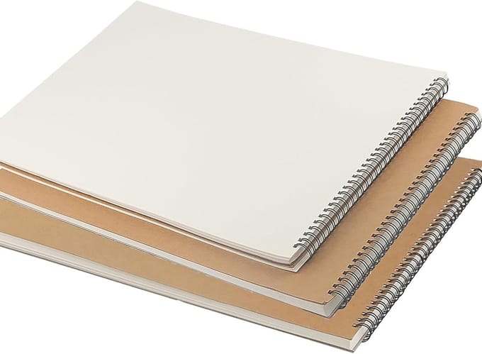 3PCS A3 Schetsboek, 60 Pagina's/30 Vellen Spiral Sketch Pad voor Schilderen, Doodlen en Schetsen, Bruin