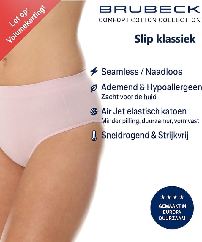 Brubeck Dames Slip Klassiek – Naadloos (Seamless) Elastisch Katoen - Poederroze M
