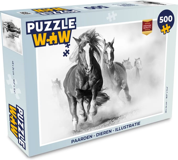 Puzzel Paarden - Dieren - Illustratie - Legpuzzel - Puzzel 500 stukjes