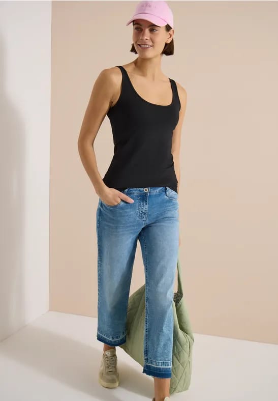 Effen longtop met ronde hals