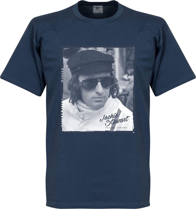 Jackie Stewart Portrait T-Shirt - Navy Blauw - S