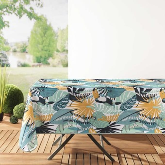 Tafelkleed Douceur d intérieur NAPPE RECTANGLE 150 x 240 CM POLYESTER IMPRIME BRAZILIA MENTHE/B